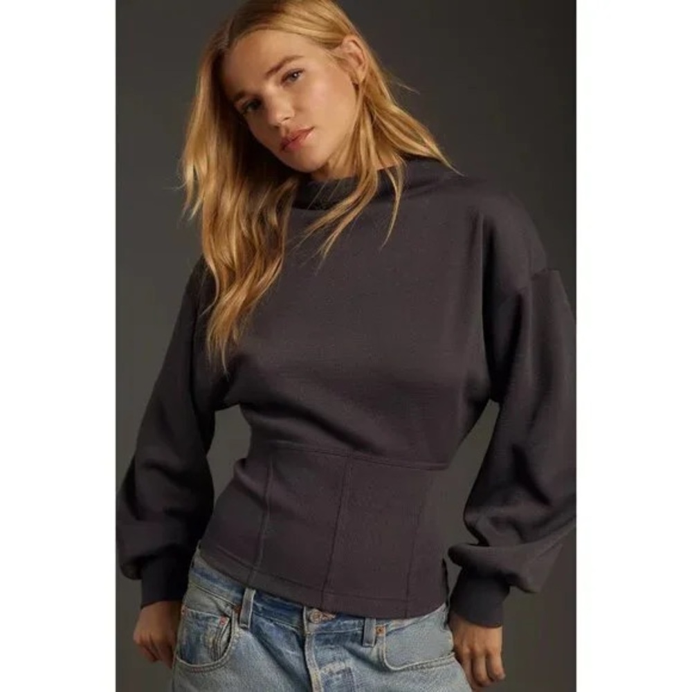 Anthropologie Maeve Mock Neck Corset Pullover